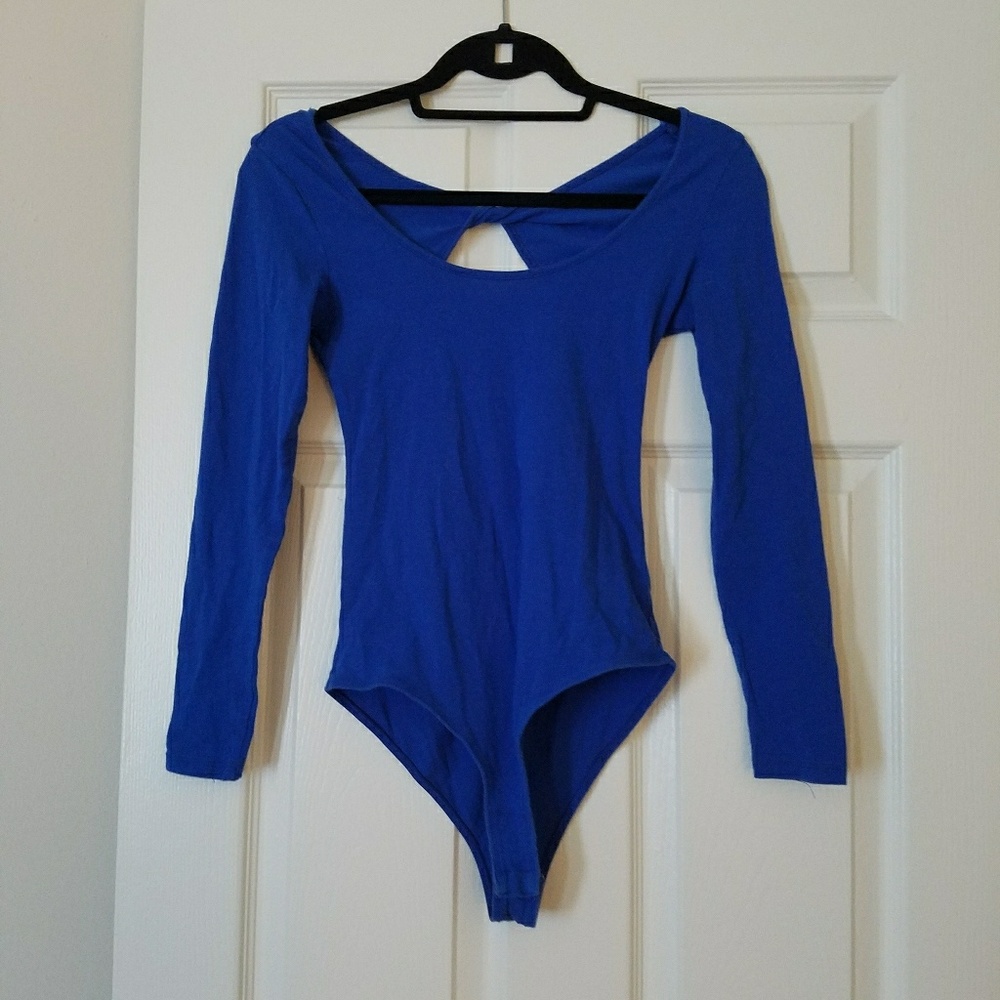 Ambiance Royal Blue Bodysuit with Keyhole Back